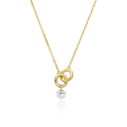 Halsketten Silber Zirkonia Zirkonia Halskette - Ehering - 11 mm - Vergoldet und Rhodium Silber