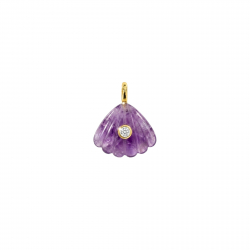 Bronze Stone Pendants Mineral Pendant - Shell 19x22 mm - Zirconia - Gold Plated