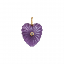 Bronze Stone Pendants Mineral Pendant - Heart 32x30 mm - Zirconia - Gold Plated