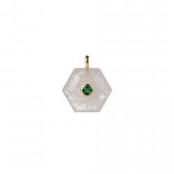 Bronze Stone Pendants Mineral Pendant - Hexagon 16,5 mm - Zirconia - Gold Plated