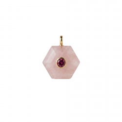 Pendentifs Bronze Minéral Pendentif Minéral - Hexagone 16,5 mm - Zirconia - Plaqué Or