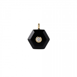 Colgante Bronce Mineral Colgante Mineral - Hexágono 16,5 mm - Circonita - Bañado Oro