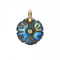 Bronze Stone Pendants Mineral Pendant - Flower 16 mm - Zirconia - Gold Plated