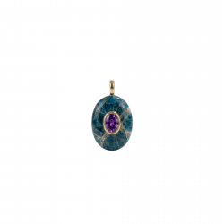 Bronze Stone Pendants Mineral Pendant - Oval 19 mm - Zirconia - Gold Plated
