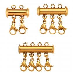 Findings - Clasps Steel Layering Lobster Lock - Gold color and steel