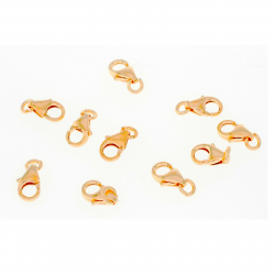 Findings - Clasps Lobster Lock with Ring 10mm - 5uts - Gold Plated and Rhodium Silver
