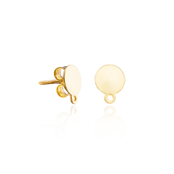 Findings - Earrings Accessories Earring Disk with Ring - 6mm - Gold Plated and Rhodium Silver