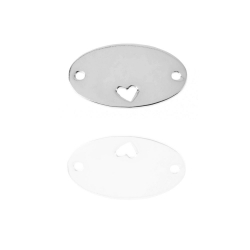 Silver Connectors Connector - Oval With Heart 12*20mm