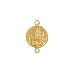 Entrepiezas Plata Lisa Entrepieza - Nuestra Señora de Lourdes - 11mm - Bañado Oro y Plata