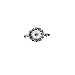 Silver Connectors Zirconia Connector - Eye 7mm - White and Black Zircons