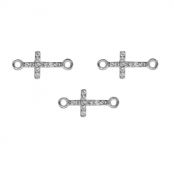 Silver Connectors Zirconia Connector - Cross 8*6mm - White Zircons