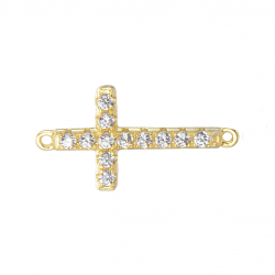 Silver Connectors Zirconia Connector - Cross 9*6mm - White Zircons
