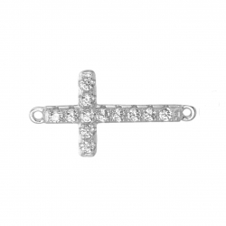 Zwischenstücke Silber Zirkonia Zwischenstück Zirkonia - Kreuz 9 x 6 mm - Weiße Zirkonia