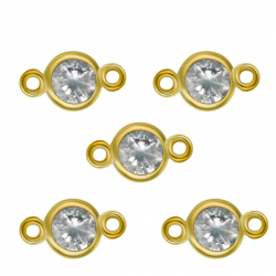 Silver Connectors Zirconia Motif - 3mm - Gold Plated and Rhodium Silver