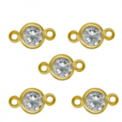 Entrepiezas Plata Circonita Motivo Circonita - 3mm - Bañado Oro y Plata Rodiada