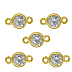 Silver Connectors Connector White Zirconia - 3 mm, 4 mm, 5 mm, 7 mm -5 Units - Gold Plated and RhodiumSilver