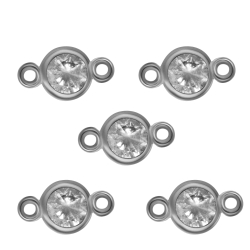 Silver Connectors Connector White Zirconia - 3 mm, 4 mm, 5 mm, 7 mm -5 Units - Gold Plated and RhodiumSilver