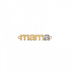 Entrepiezas Plata Circonita Entrepieza Plata - Mama 24mm - Bañado Oro y Plata Rodiada