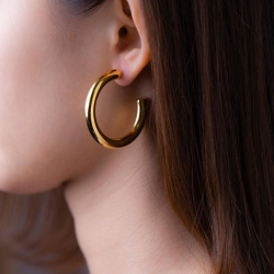 Steel Earrings Steel Hoop Earring - 62, 52 and 42 mm - Gold Plated