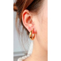 Boucles D'Oreilles Acier Lisse Boucles d'oreilles Anneau Acier - 22 mm et 32 mm - Dorure Or