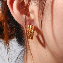 Steel Earrings Steel Earrings - Braided - 20*8mm - Gold Plated