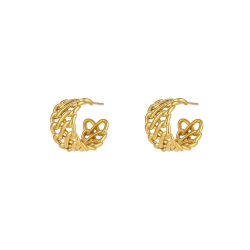 Steel Earrings Steel Semi Hoop - Braided Earrings - 18*11mm - Gold Plated