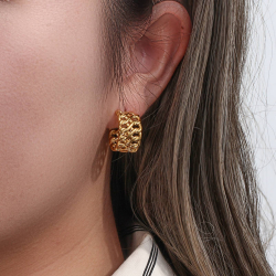 Steel Earrings Steel Semi Hoop - Braided Earrings - 18*11mm - Gold Plated