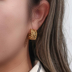 Steel Earrings Steel Semi Hoop - Braided Earrings - 18*11mm - Gold Plated