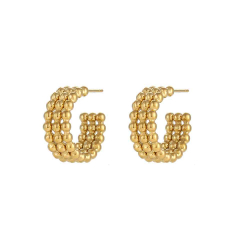 Steel Earrings Steel Semi Hoop - Braided Earrings - 20 * 8 mm - Gold Plated