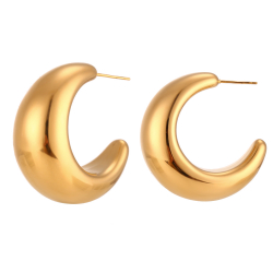 Steel Earrings Steel Semi Hoop Earrings - 41 * 19 mm - Gold Plated