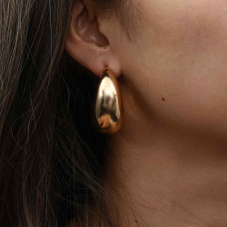 Steel Earrings Steel Semi Hoop Earrings - 41 * 19 mm - Gold Plated