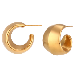 Steel Earrings Steel Semi Hoop Earrings - 25 * 18 mm - Gold Plated
