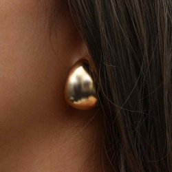 Boucles D'Oreilles Acier Lisse Boucles d'oreilles Acier - Demi-Anneau - 25 x 18 mm - Dorure Or