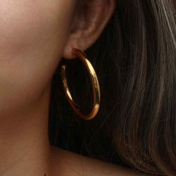 Steel Earrings Steel Semi Hoop Earrings - 20 mm, 25 mm, 35 mm, 50 mm - Gold Plated and Steel Color