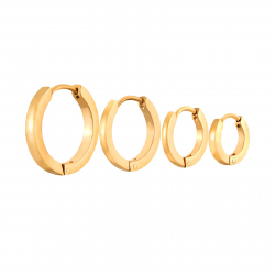 Boucles D'Oreilles Acier Lisse Boucles d'oreilles Acier - Plat Anneau - 11 mm, 13 mm, 16 mm, 18 mm - Dorure Or