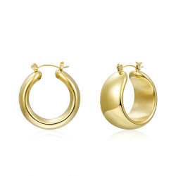 Steel Earrings Hoop Earrings Steel 33 mm Gold Plated