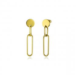 Pendiente Acero Liso Pendientes Acero Eslabón - 44mm - Bañado Oro