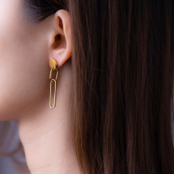 Steel Earrings Steel Link Earrings - 44mm - Gold Plated