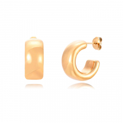Steel Earrings Steel Semi Hoop Hollow Earrings - 20 mm - Gold Color, Silver Color and Steel