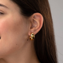Steel Earrings Steel Semi Hoop Hollow Earrings - 20 mm - Gold Color, Silver Color and Steel