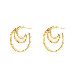 Steel Earrings Steel Earring - Triple Semi Hoop - 30 mm - Gold Plated