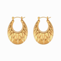 Steel Earrings Hollow Hoop Steel Earrings - 35 mm - Gold Plated