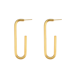 Steel Earrings Steel Rectangle Earrings - 60 mm - Gold Plated and Rhodium Silver