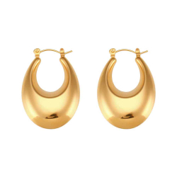 Steel Earrings Hollow Hoop Steel Earrings - 35 mm - Gold Plated