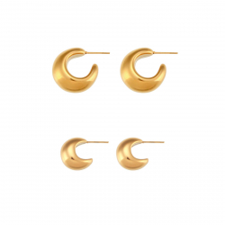 Steel Earrings Steel Semi Hoop Hollow Earrings - 18 mm and 22 mm - Gold Plated