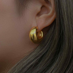 Steel Earrings Steel Semi Hoop Hollow Earrings - 18 mm and 22 mm - Gold Plated