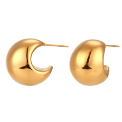 Steel Earrings Hollow Semi Hoop Steel Earrings - 23 mm - Gold Plated