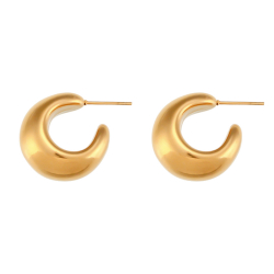 Steel Earrings Hollow Semi Hoop Steel Earrings - 25 mm - Gold Plated