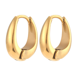 Ohrringe Glattes Edelstahl Ohrringe Edelstahl - Reif Oval - 18&nbsp;mm - Goldfarbe und Stahl