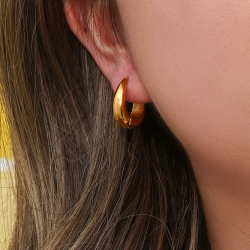 Ohrringe Glattes Edelstahl Ohrringe Edelstahl - Reif Oval - 18&nbsp;mm - Goldfarbe und Stahl